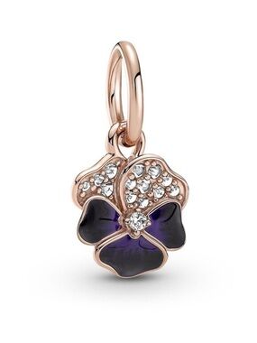Pandora Rose Gold Tone Purple Enamel Flower Charm